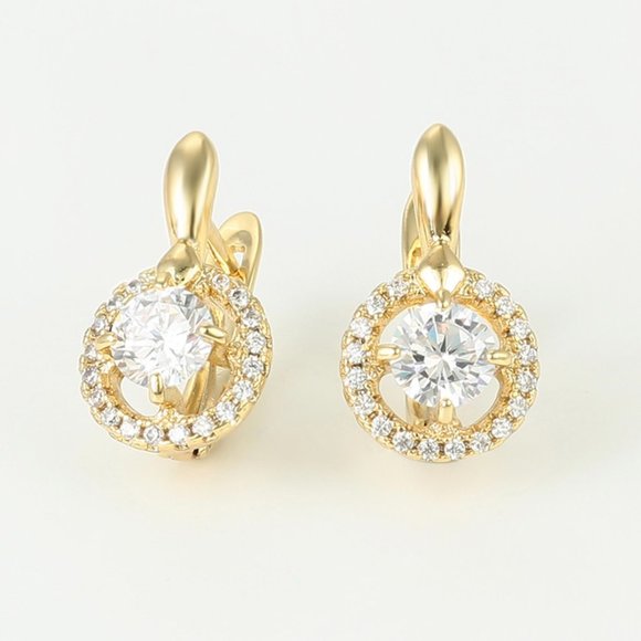 Round Cut CZ Earrings&Ring 18KGP Set - Picture 9 of 14